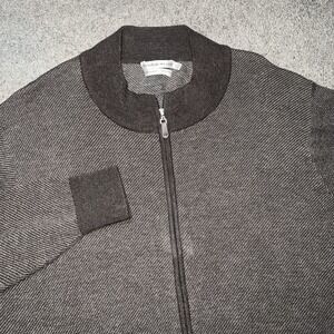 Peter Millar Sweater Men's Large Merino Wool Cotton Blend Brown Full Zip